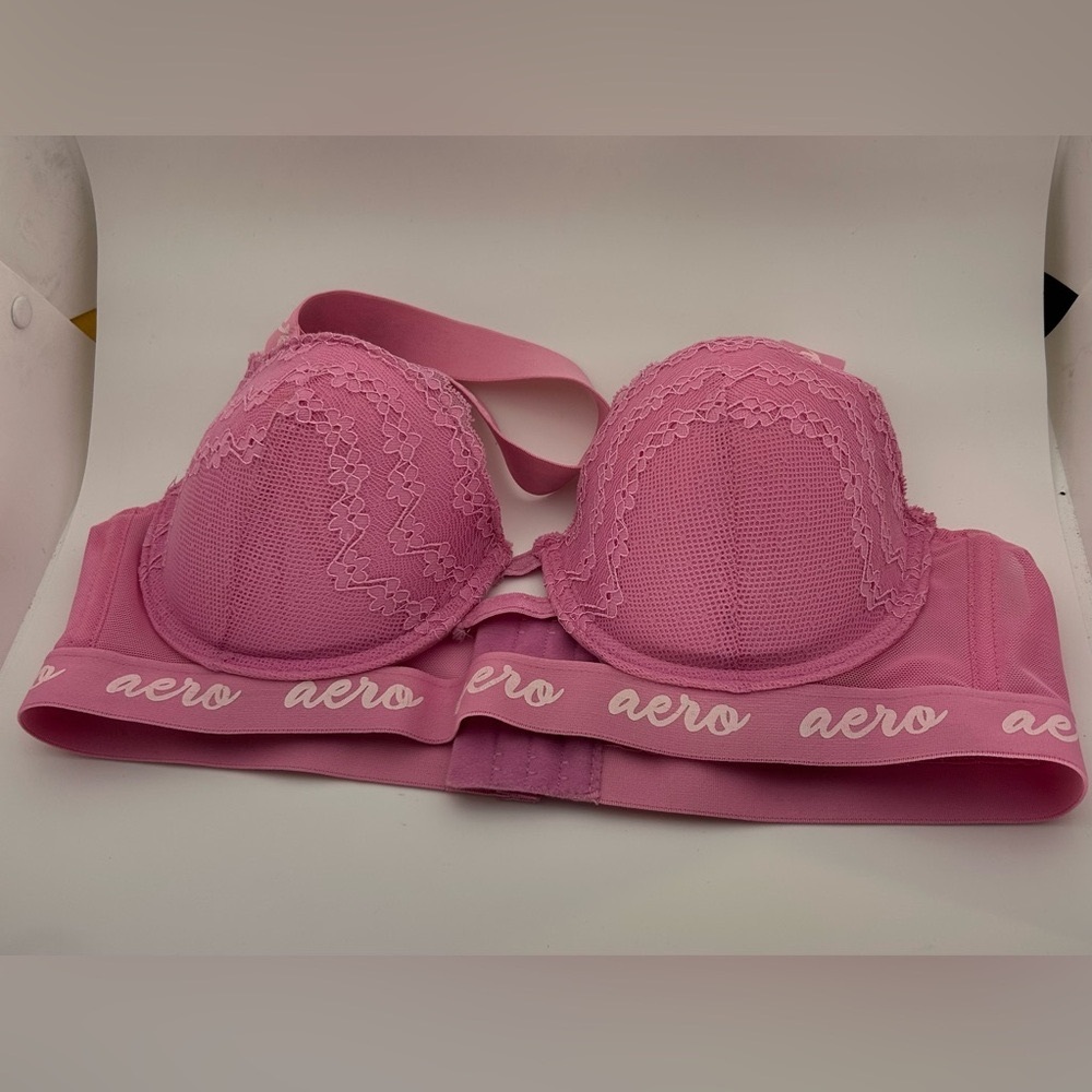 Aeropostale Pink Lace Trim Wired Bra‎  Size 36B